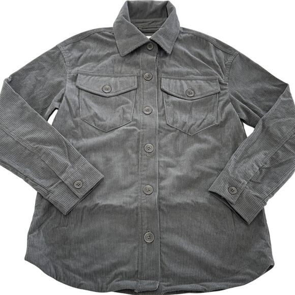 Avec Les Filles Jacket Womens Small Gray Corduroy Button Up Shacket Pockets Fall - Picture 1 of 7